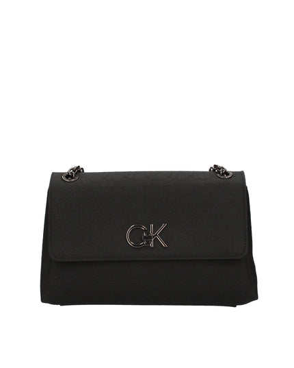 Calvin Klein borsa a spalla con manico catena in tessuto rigido con logo all over