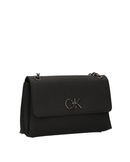 Calvin Klein borsa a spalla con manico catena in tessuto rigido con logo all over