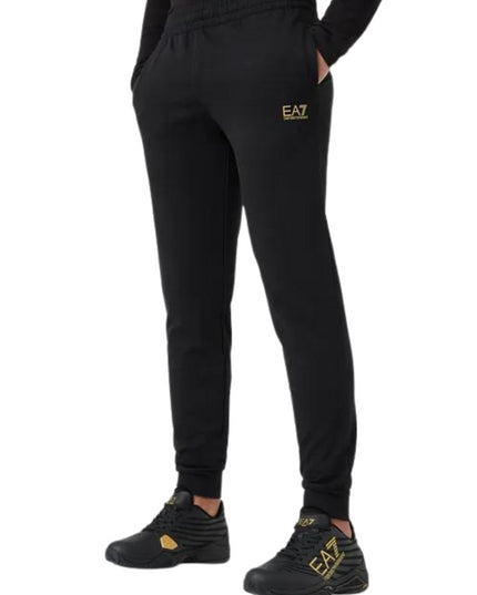 EA7 pantalone jogger logo dorato