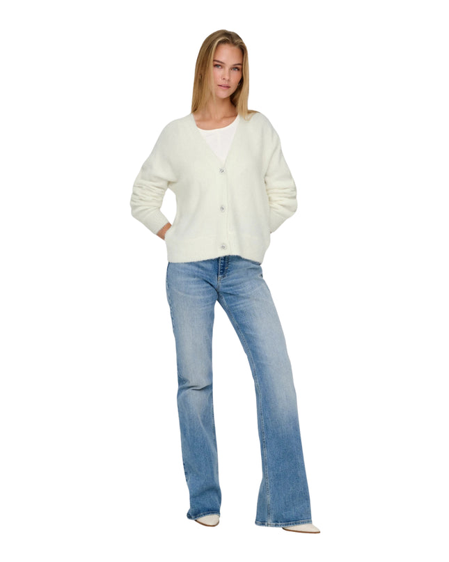 Only Onlella Cardigan Donna Maglia Bianco