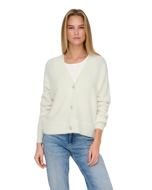 Only Onlella Cardigan Donna Maglia Bianco