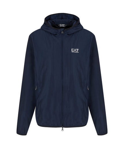 Giacca bomber con cappuccio uomo EA7 Core Identity in tessuto riciclato