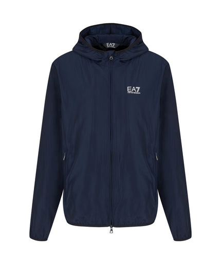 Giacca bomber con cappuccio uomo EA7 Core Identity in tessuto riciclato