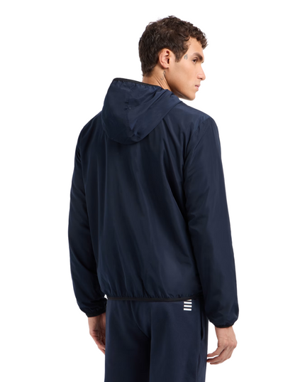 Giacca bomber con cappuccio uomo EA7 Core Identity in tessuto riciclato
