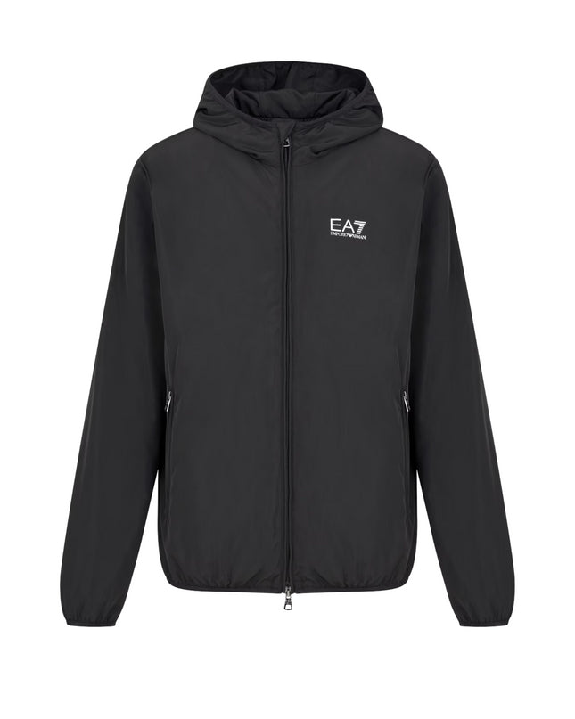 Giacca bomber con cappuccio uomo EA7 Core Identity in tessuto riciclato