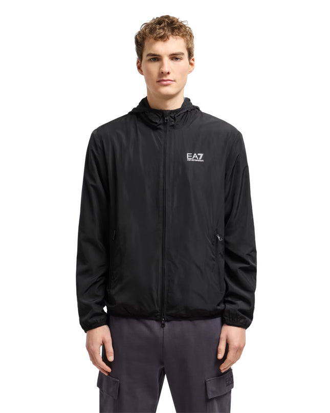 Giacca bomber con cappuccio uomo EA7 Core Identity in tessuto riciclato