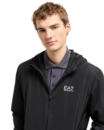 Giacca bomber con cappuccio uomo EA7 Core Identity in tessuto riciclato