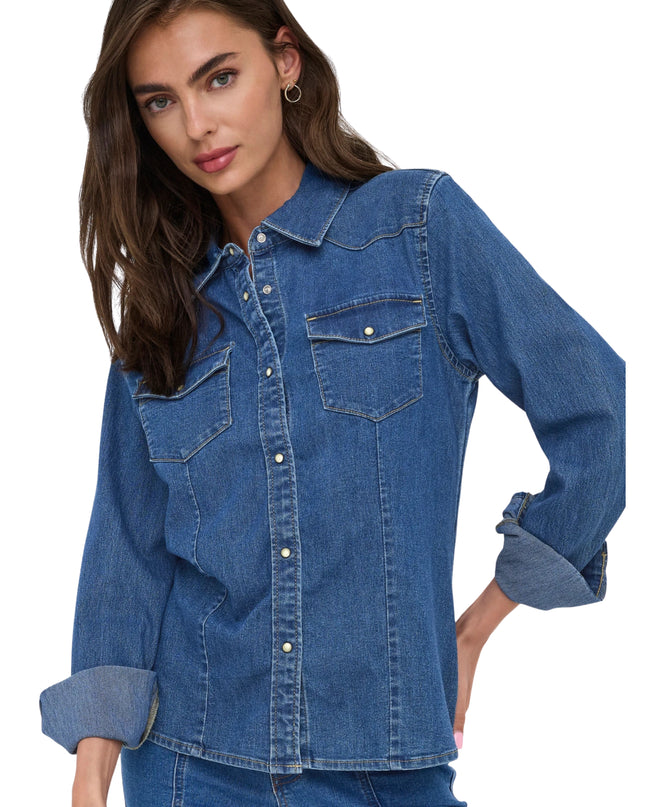 Only Onlsasia Camicia Donna Jeans Blu