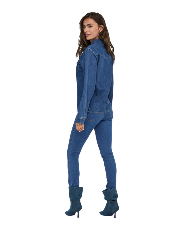 Only Onlsasia Camicia Donna Jeans Blu