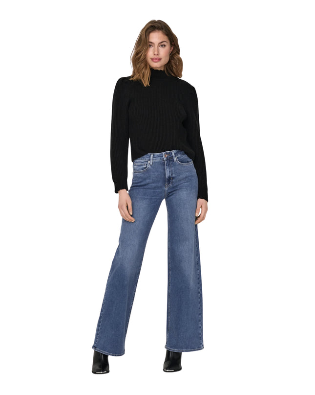 Only Onlmadison Jeans Donna Vita alta Wide Leg Fit Blu