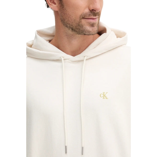 Calvin Klein Felpa Uomo con Cappuccio Chalk LV04RC278G