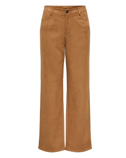 Only Onlina Pantalone Donna Straight Fit Gamba Larga Marrone