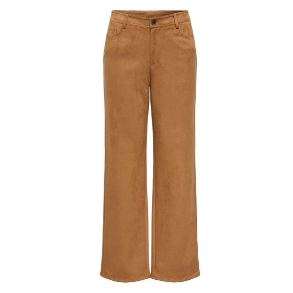 Only Onlina Pantalone Donna Straight Fit Gamba Larga Marrone