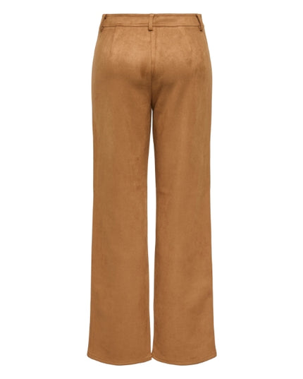 Only Onlina Pantalone Donna Straight Fit Gamba Larga Marrone
