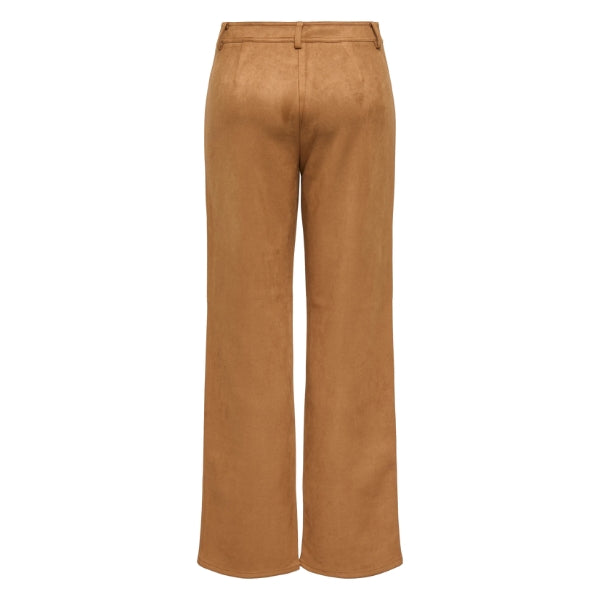 Only Onlina Pantalone Donna Straight Fit Gamba Larga Marrone