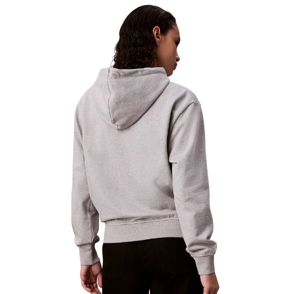 Calvin Klein Felpa Donna Con Cappuccio E Monogramma In Spugna Di Cotone Grigia