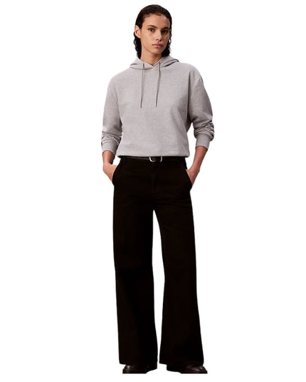 Calvin Klein Felpa Donna Con Cappuccio E Monogramma In Spugna Di Cotone Grigia