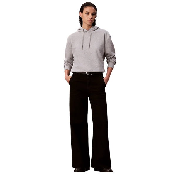 Calvin Klein Felpa Donna Con Cappuccio E Monogramma In Spugna Di Cotone Grigia