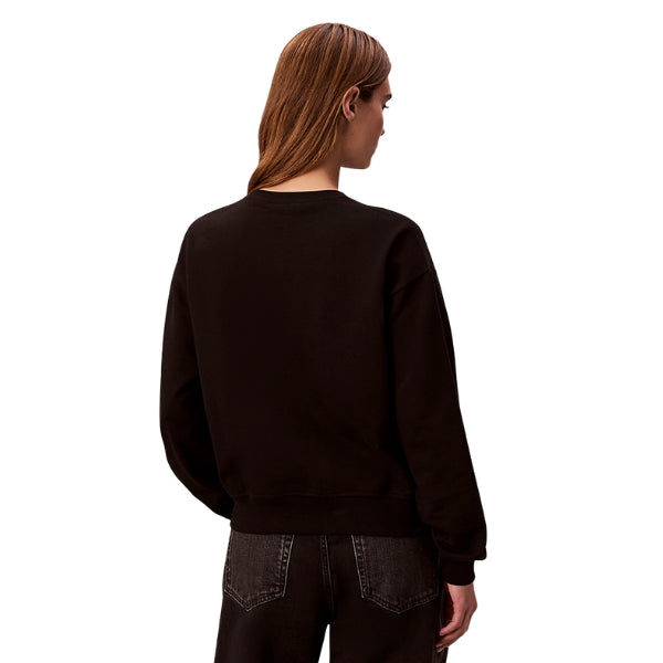 Calvin Klein Felpa Donna In Spugna Francese Monologo Dal Taglio Relaxed Nera