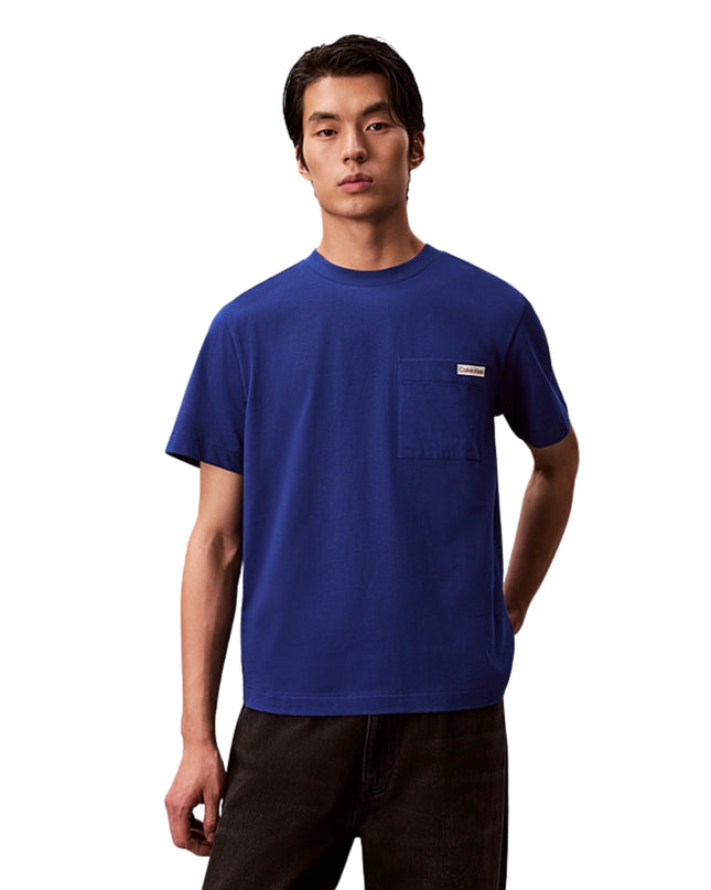 Calvin Klein T-shirt Con Stemma Sul Petto Uomo Blu