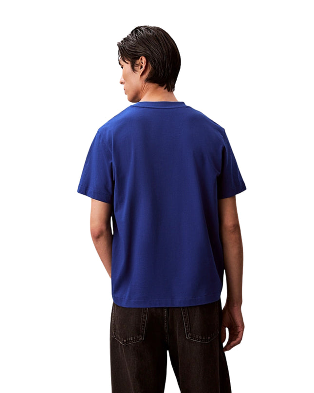 Calvin Klein T-shirt Con Stemma Sul Petto Uomo Blu