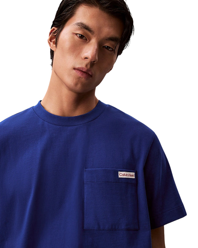 Calvin Klein T-shirt Con Stemma Sul Petto Uomo Blu