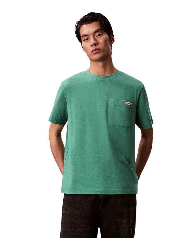 Calvin Klein T-shirt Con Stemma Sul Petto Uomo Verde