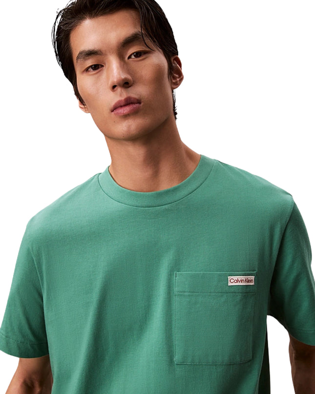 Calvin Klein T-shirt Con Stemma Sul Petto Uomo Verde
