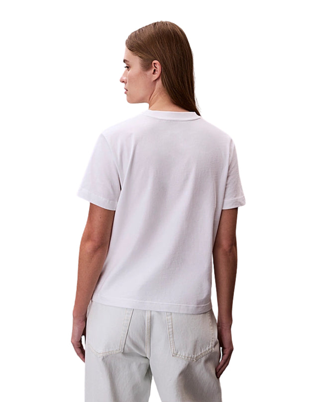 Calvin Klein T-shirt Con Monogramma Applicato Donna Bianco