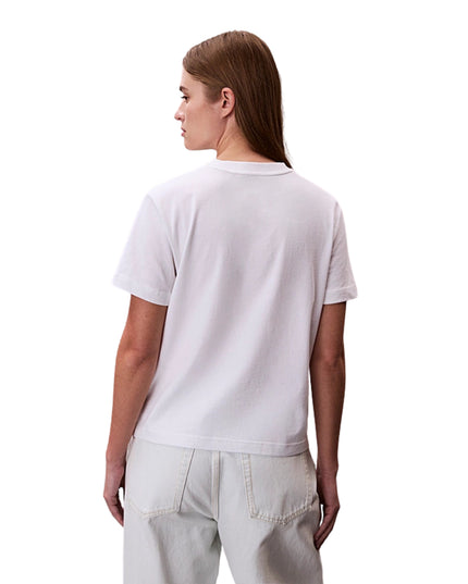 Calvin Klein T-shirt Con Monogramma Applicato Donna Bianco