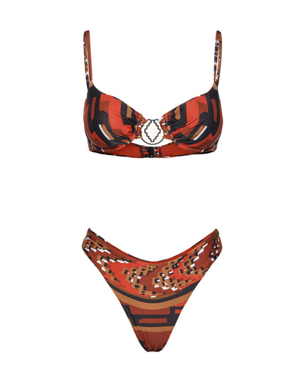 Me Fui Bikini Reggiseno Ferretto con Slip Amricano Fisso Donna Fantasia