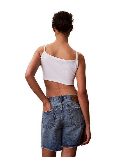 Calvin Klein Top In Cotone A costine Donna Bianco