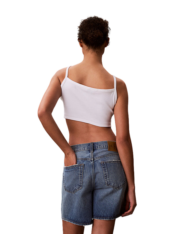 Calvin Klein Top In Cotone A costine Donna Bianco